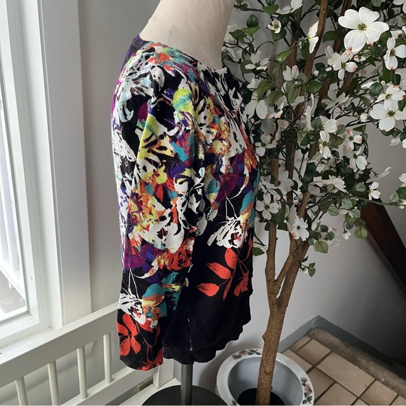Joseph A. Abstract Floral Print Cardigan, Size L - Picture 2 of 11